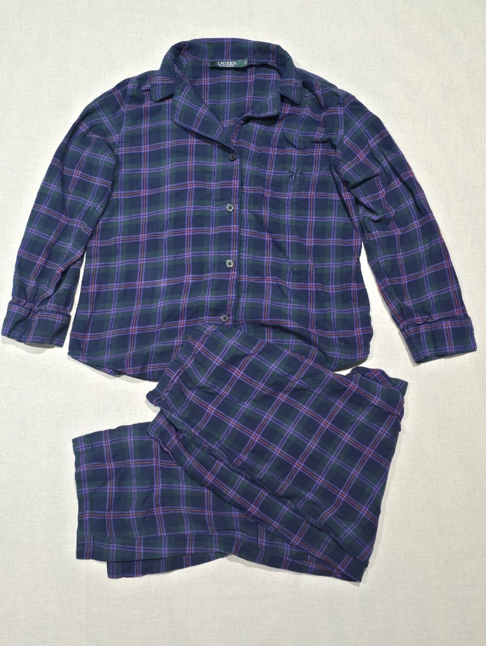 Lauren Ralph Lauren Womens 100% Cotton Pajama Set Size Large